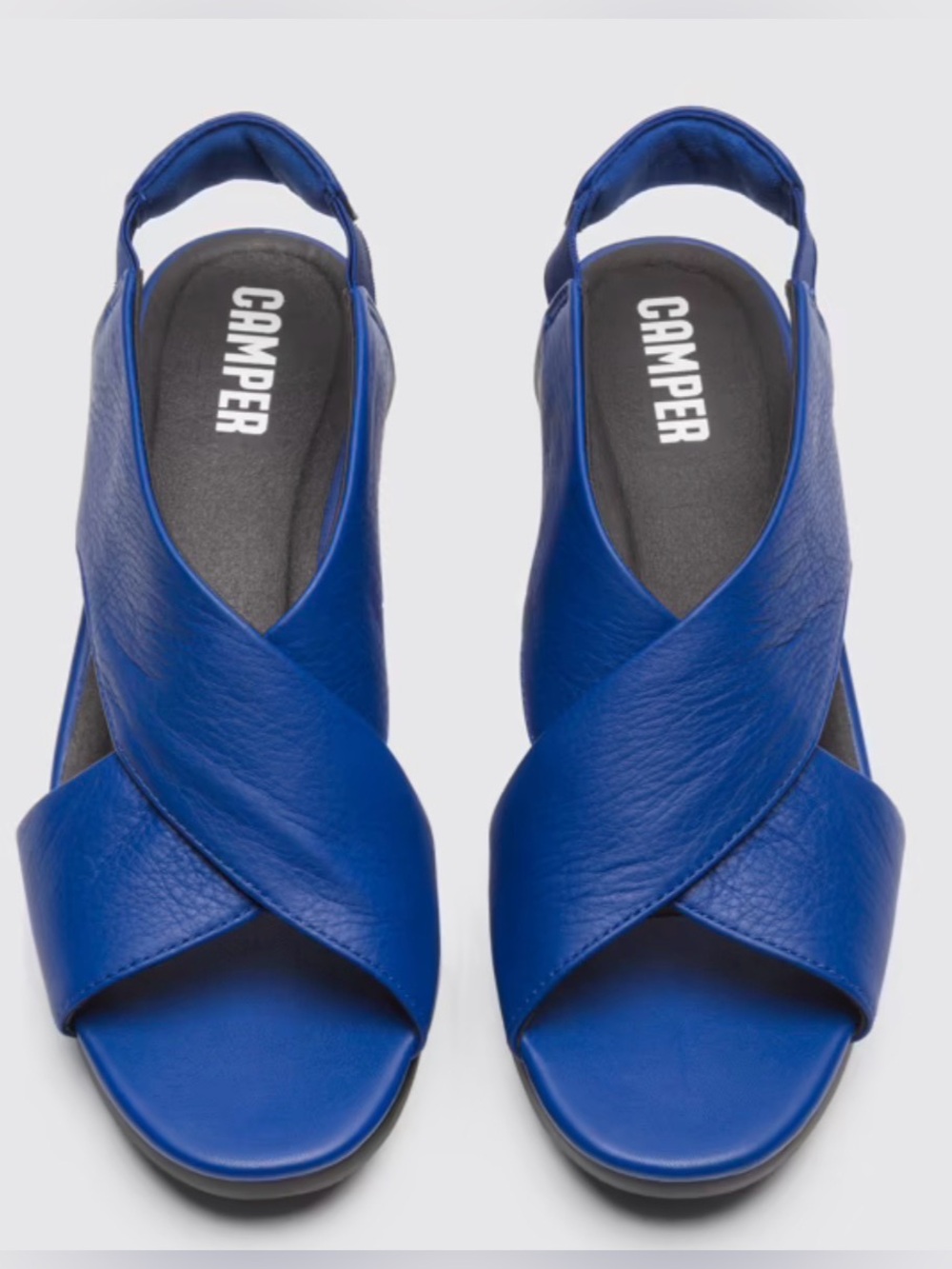 Camper Balloon sandal blue wedge open toe slingback leather 39 8 8.5